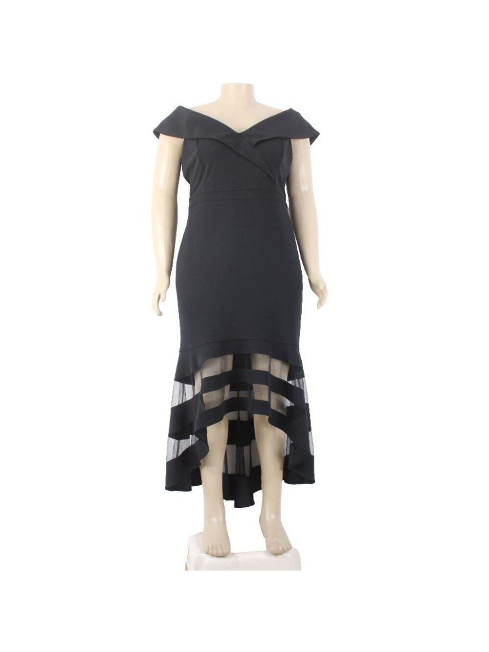 Joseph Ribkoff Dress Signature NEW Sz 22 Black Mesh Hi Lo Poly Spandex Dress